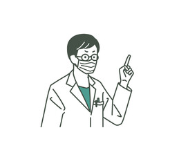 注意をしている男性医師-2色