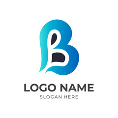 letter B logo design template concept vector with flat blue and black color style