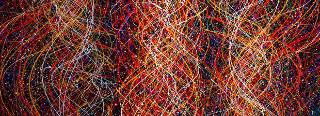 Hand drawn painting abstract art panorama background colors texture design illustration..