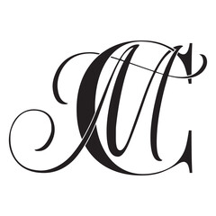 cm, mc, monogram logo. Calligraphic signature icon. Wedding Logo Monogram. modern monogram symbol. Couples logo for wedding - obrazy, fototapety, plakaty