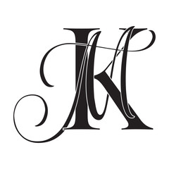km, mk, monogram logo. Calligraphic signature icon. Wedding Logo Monogram. modern monogram symbol. Couples logo for wedding - obrazy, fototapety, plakaty