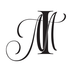 im, mi, monogram logo. Calligraphic signature icon. Wedding Logo Monogram. modern monogram symbol. Couples logo for wedding