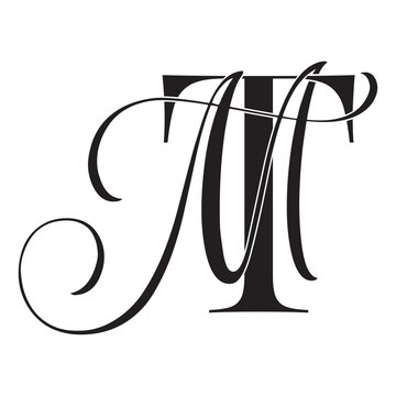 mm, mm, monogram logo. Calligraphic signature icon. Wedding Logo