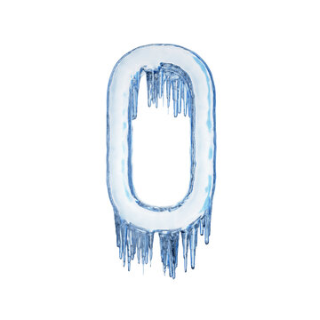 Alphabet Letter O Made Of Blue Melting Ice Isolated On White Background.