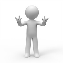 3d man doing I Love You hand gesture.