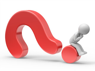 3d man with question mark.