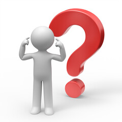 3d man with question mark.