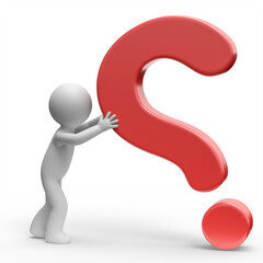 3d man with question mark.