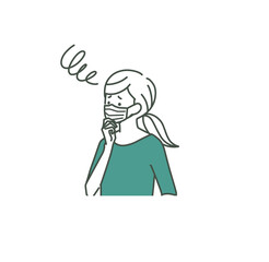 困っているマスクをつけた女性-2色