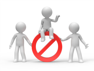 3d people with stop sign.