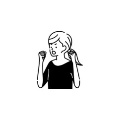 怒っている女性-黒