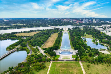 Aerial view of Lincoln memorial in Washington DC - USA