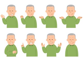 シニア男性の表情セット