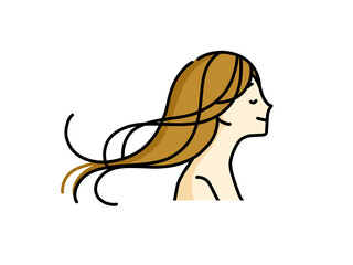 髪がなびいてる女性