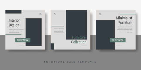 Furniture sale banner template. Interior social media post design. Vector illustration.
