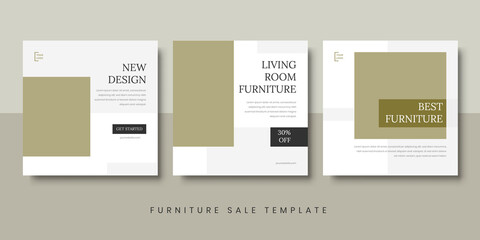 Furniture interior design post template. Banner promotion square home or apartment sale. vector illustration.