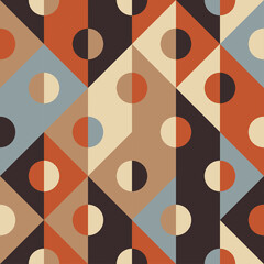 Dots and square geometric shape seamless pattern, retro wallpaper, abstract vector background