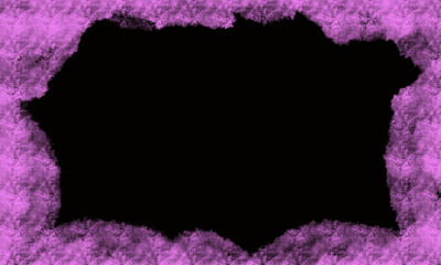 Czarne tło z fioletową ramką.