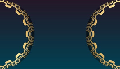 Blue gradient banner with vintage gold pattern and place under your text