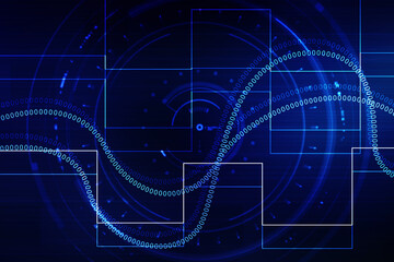 2d illustration abstract digital binary data on computer screen
