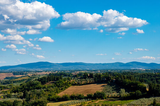 Landscape from little ancient town of San Gimignano, Tuscany