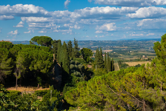 Landscape from little ancient town of San Gimignano, Tuscany