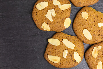 spicy cookies with sliced almonds