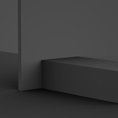 Fototapeta premium 3d black gray cube and box podium ..minimal scene studio background. Abstract 3d geometric shape object illustration render. Display for online business product.