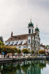 Luzern, Jesuitenkirche, Kirche, Reuss, Jesuitenplatz, Altstadt, Stadt, Altstadthäuser,...