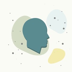 Vector icon of a man's head. Illustration of a man or woman head on multicolored background.