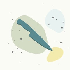 Vector icon knife on multicolored background.