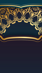 Blue gradient banner with abstract gold pattern and place for text