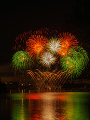 Fireworks on the bank of the dam