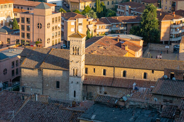 Little town of Colle Val d'Elsa along via Francigena, Tuscany, during sunset