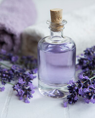 Obraz na płótnie Canvas Natural herb cosmetic with lavender flowers