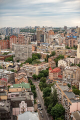 Kyiv. A panoramic view of the center of a European city. Vertical oriented.
