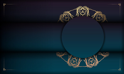 Blue gradient banner with gold mandala ornament and place under your logo
