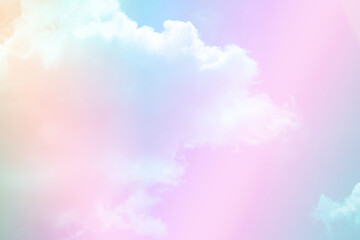 beauty sweet pink orange colorful with fluffy clouds on sky. multi color rainbow image. abstract fantasy growing light