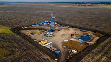 Drilling rig from above by drone