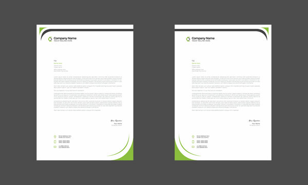 green colored simple letterhead design