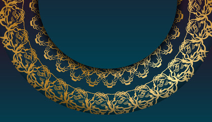 Blue gradient banner with luxurious gold ornamentation and space for logo or text