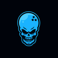 Fototapeta premium bowling ball skull illustration logo, soccer ball with skull and inscription