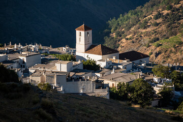 Fototapeta na wymiar Elevated view of the village of Capileira in the morning light, Las Alpujarras, Sierra Nevada National Park, Andalusia, Spain