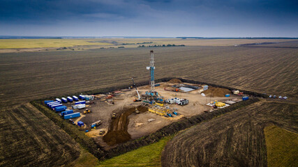 Drilling rig from above by drone