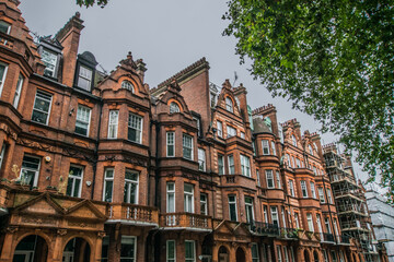 Fototapeta premium Facade of English Victorian Style terraced Townhouses in Chelsea London