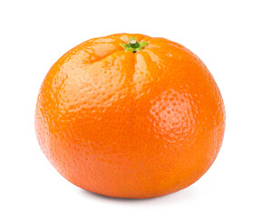 Sweet ripe tangerine isolated on white background. Fresh fruits.