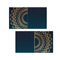 Flyer template with gradient blue color with Greek gold ornaments for your congratulations.