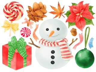 Christmas decoration elements illustrations watercolor styles
