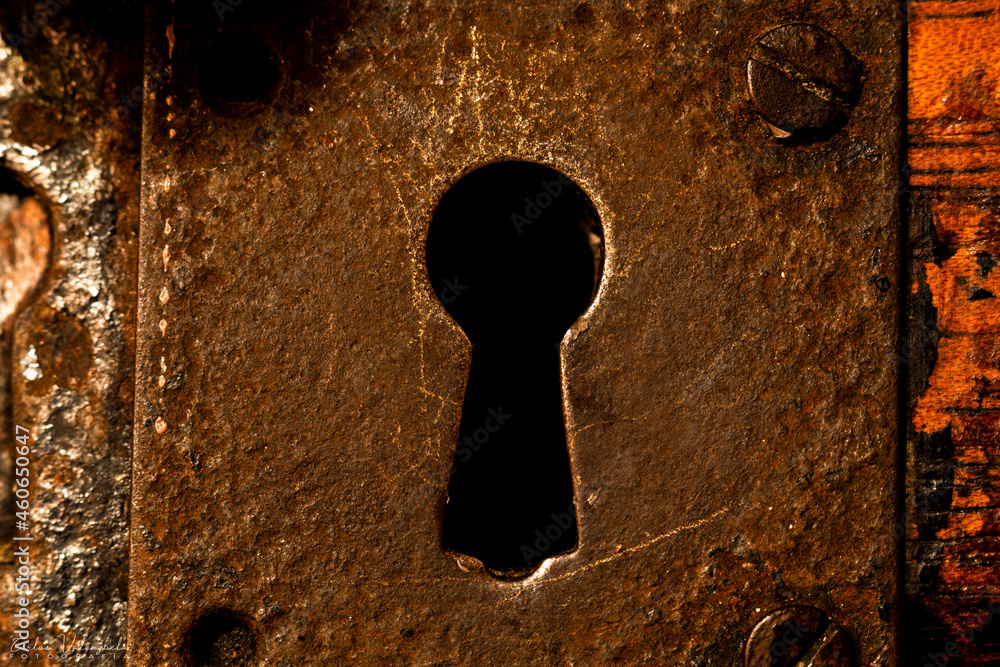 Wall mural rusty old lock taken with macro