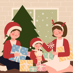 Christmas cards template with cartoon character